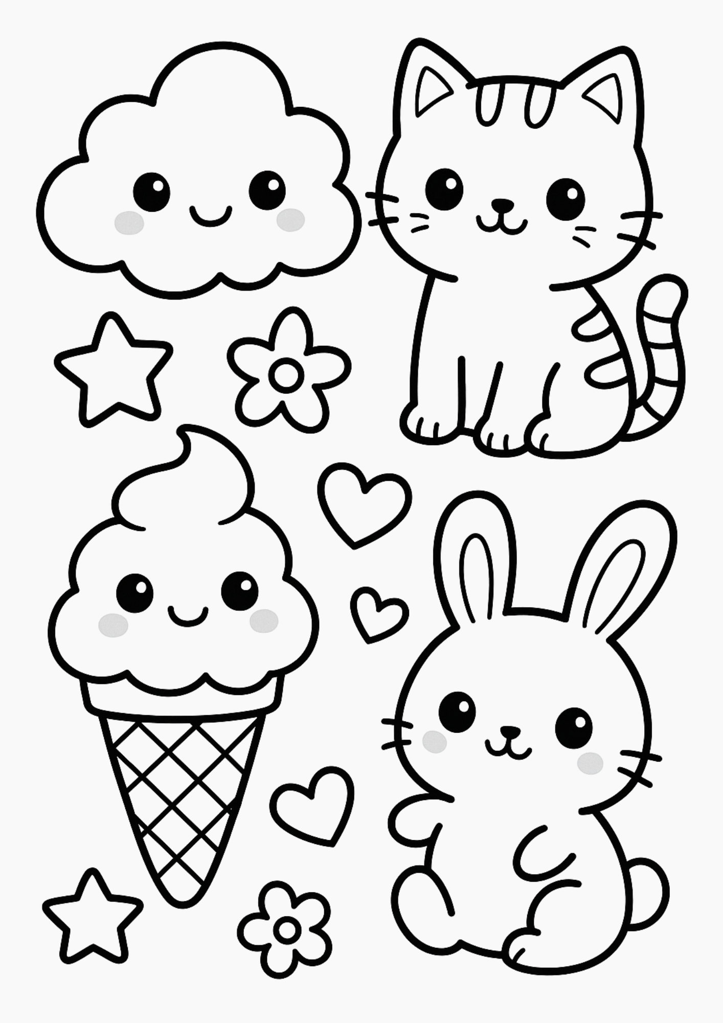 ✨ 300 Kawaii Ausmalbilder – Digitale Downloads zum Sofort-Ausdrucken ✨