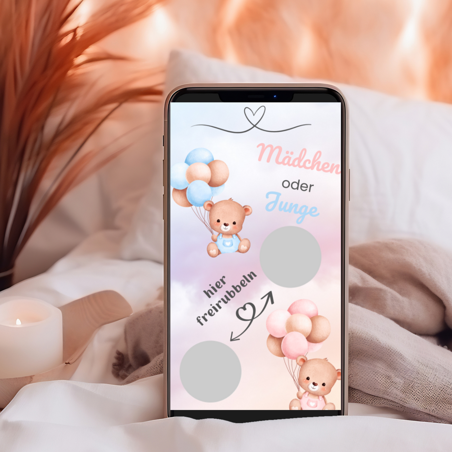 Digitale Baby Reveal Rubbelkarte MĂ€dchen
