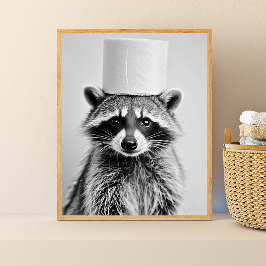 Waschbär mit Klopapierkrone