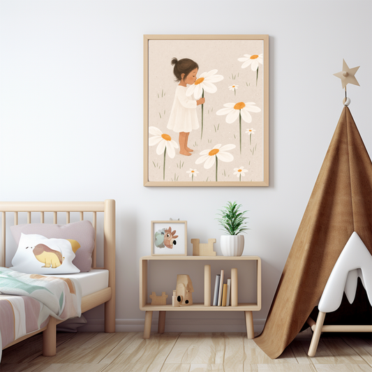 Mädchen mit Gänseblümchen Poster