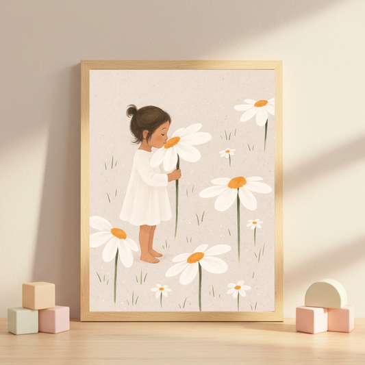 Mädchen mit Gänseblümchen Poster