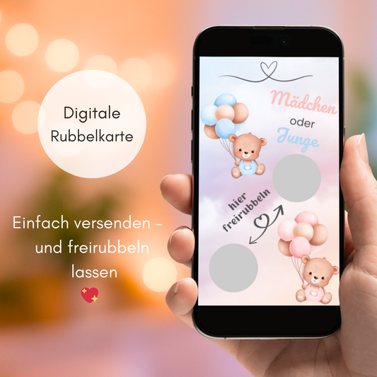 Digitale Baby Reveal Rubbelkarte Mädchen