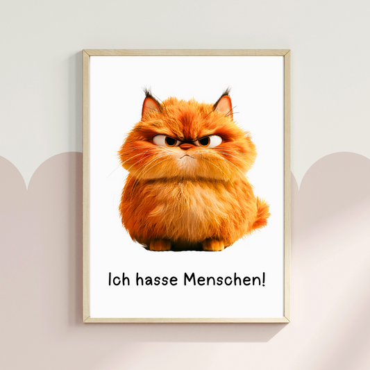 😾 Grumpy Cat Poster – „Ich hasse Menschen!“ – Sarkastische Wandkunst für Katzenfans
